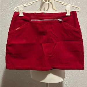 SQZ Red Corduroy Skirt